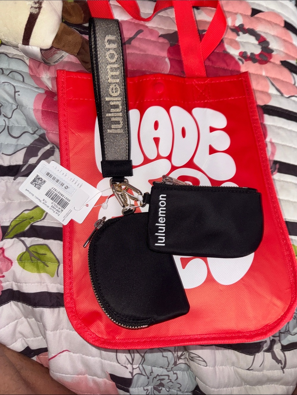 Lululemon Black/gold Lanyard Pouch wristlet